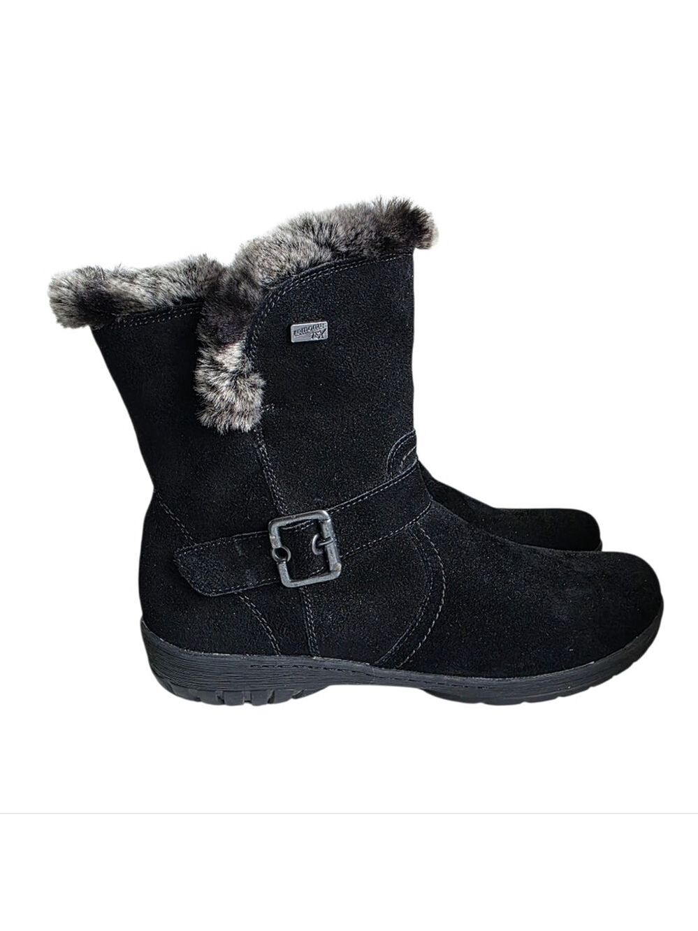 Remonte by Rieker Black Suede Fur Lined Ankle Boots EU 39 Winter Zip Booties